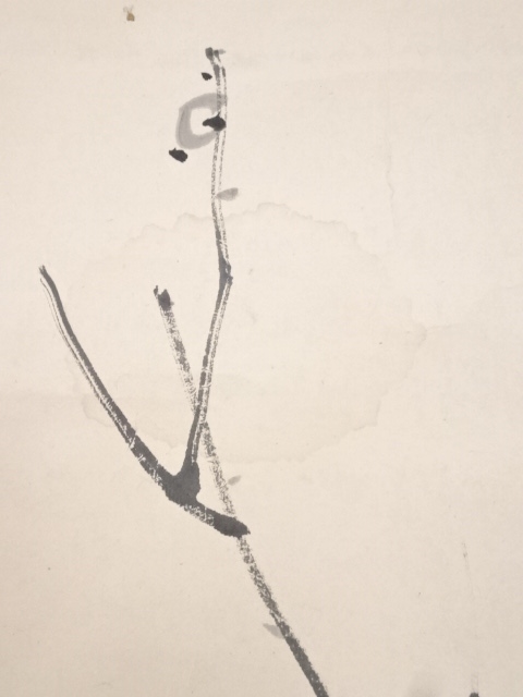 道具 ] - 道具 壬午（1882）年 安田老山筆 梅花太湖石図 肉筆紙